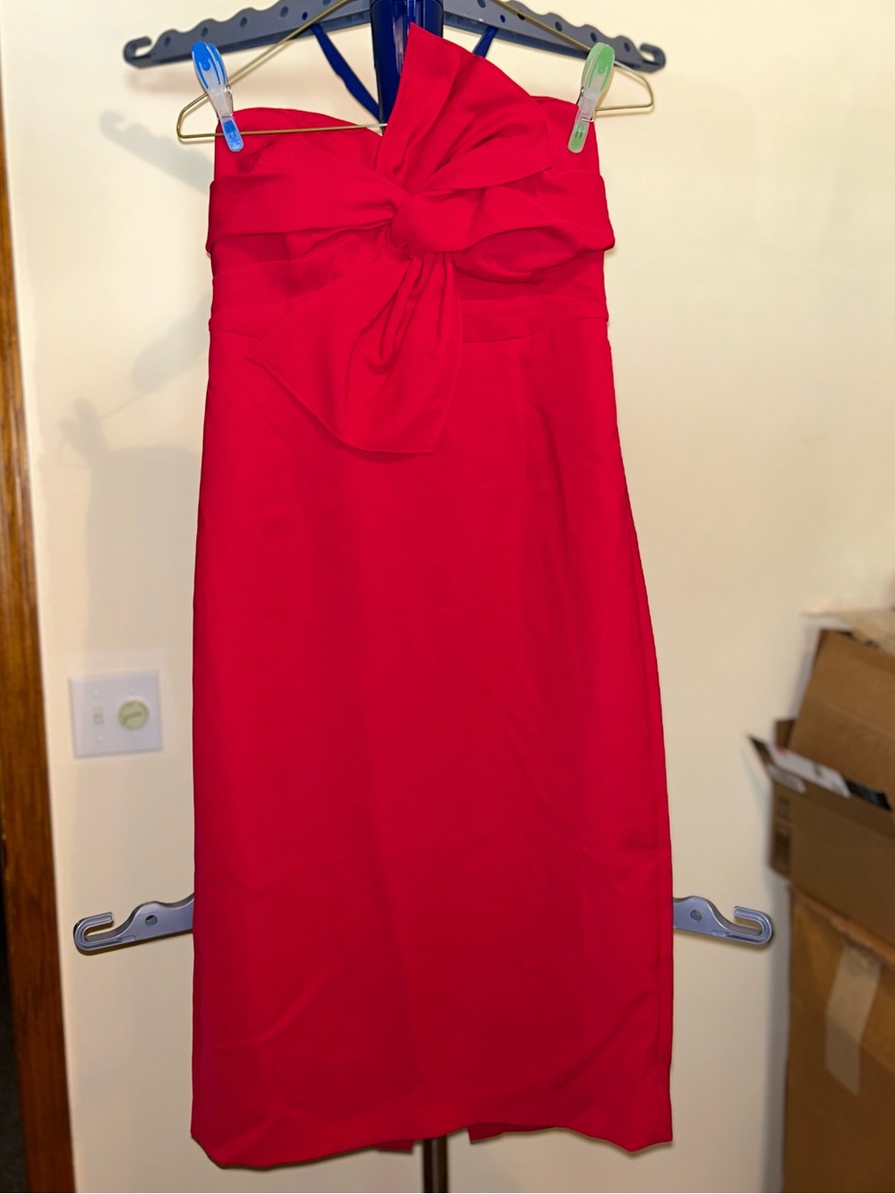 NWT Club Monaco Red Strapless Bow Sheath Dress 6